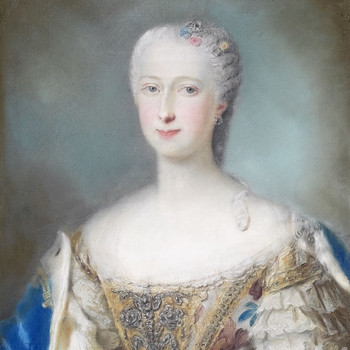 Portrait peint d'une jeune femme en toilette, mode du XVIIIe si&egrave;cle