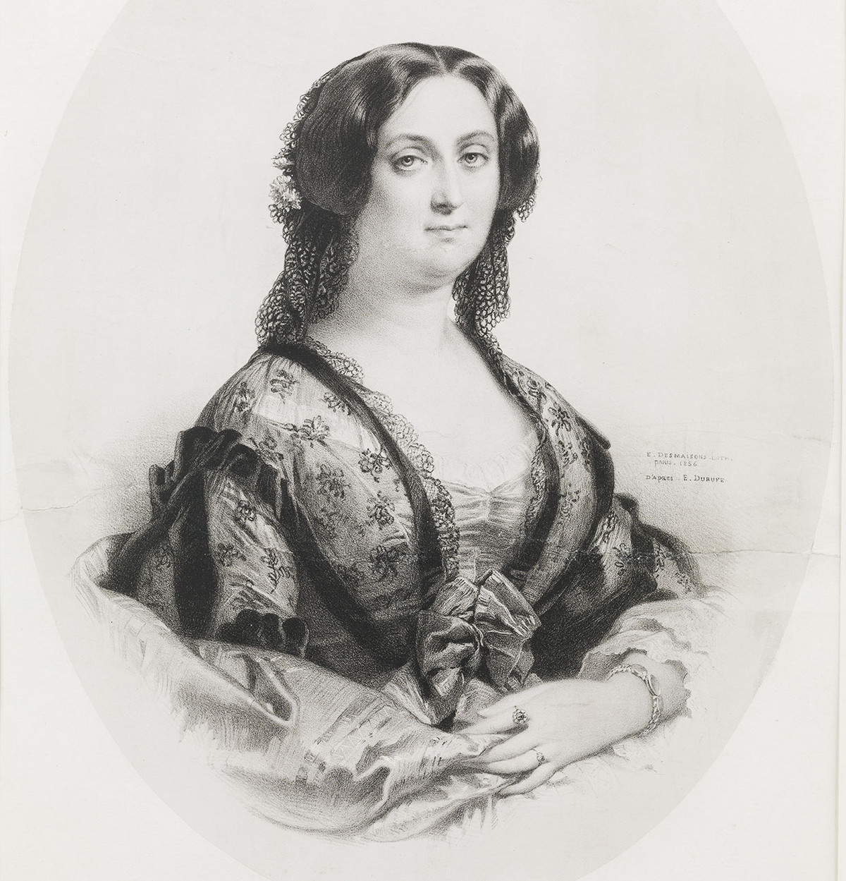 Portrait de la duchesse de Trévise - Litographie d'Edouard Dubufe, 1856
